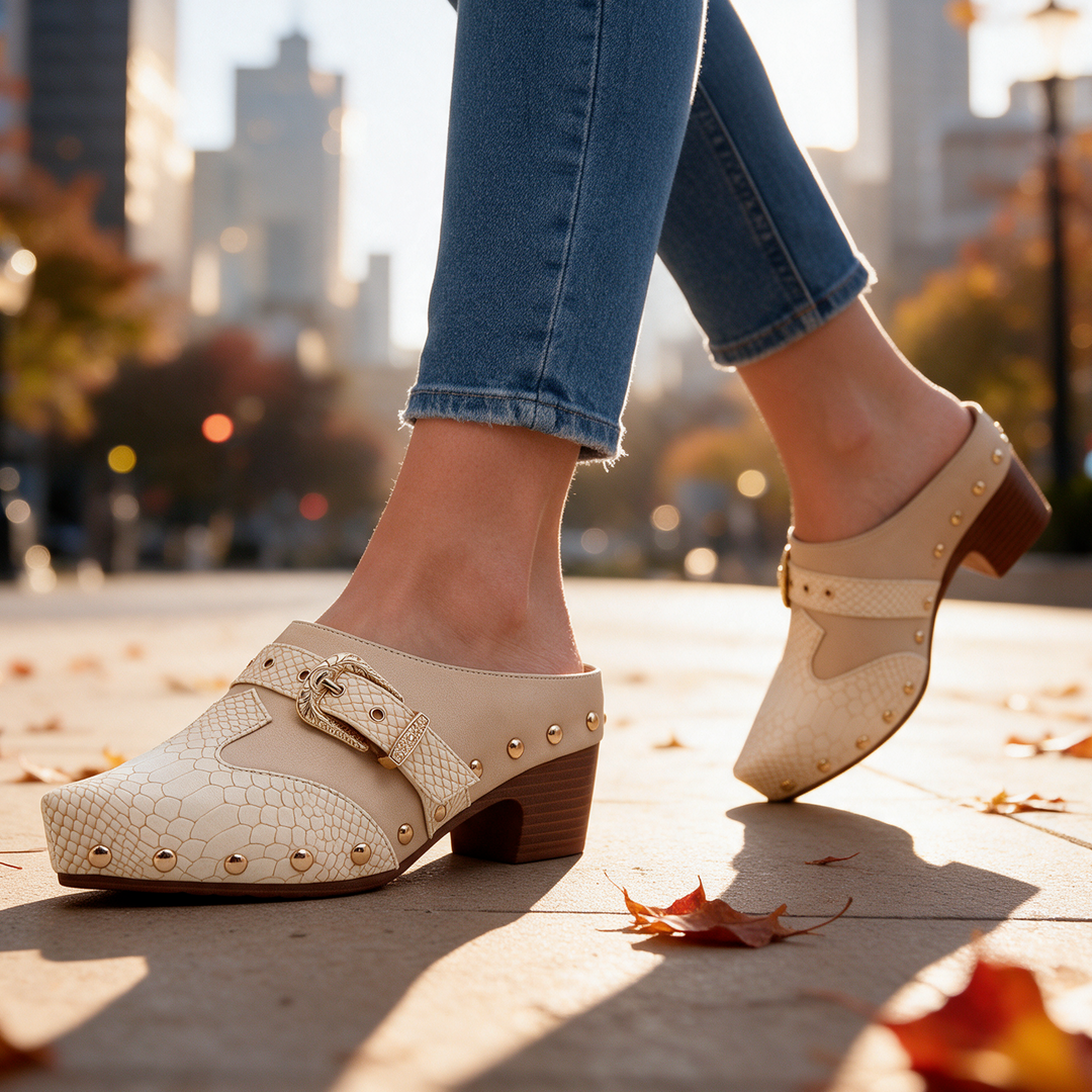 Sutton Studded Snake Mules