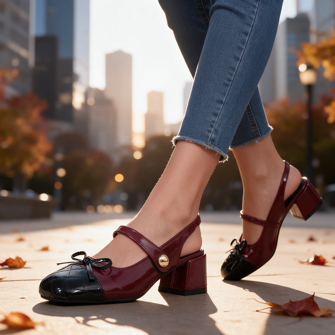 Bella Two-Strap Mary Jane Heels