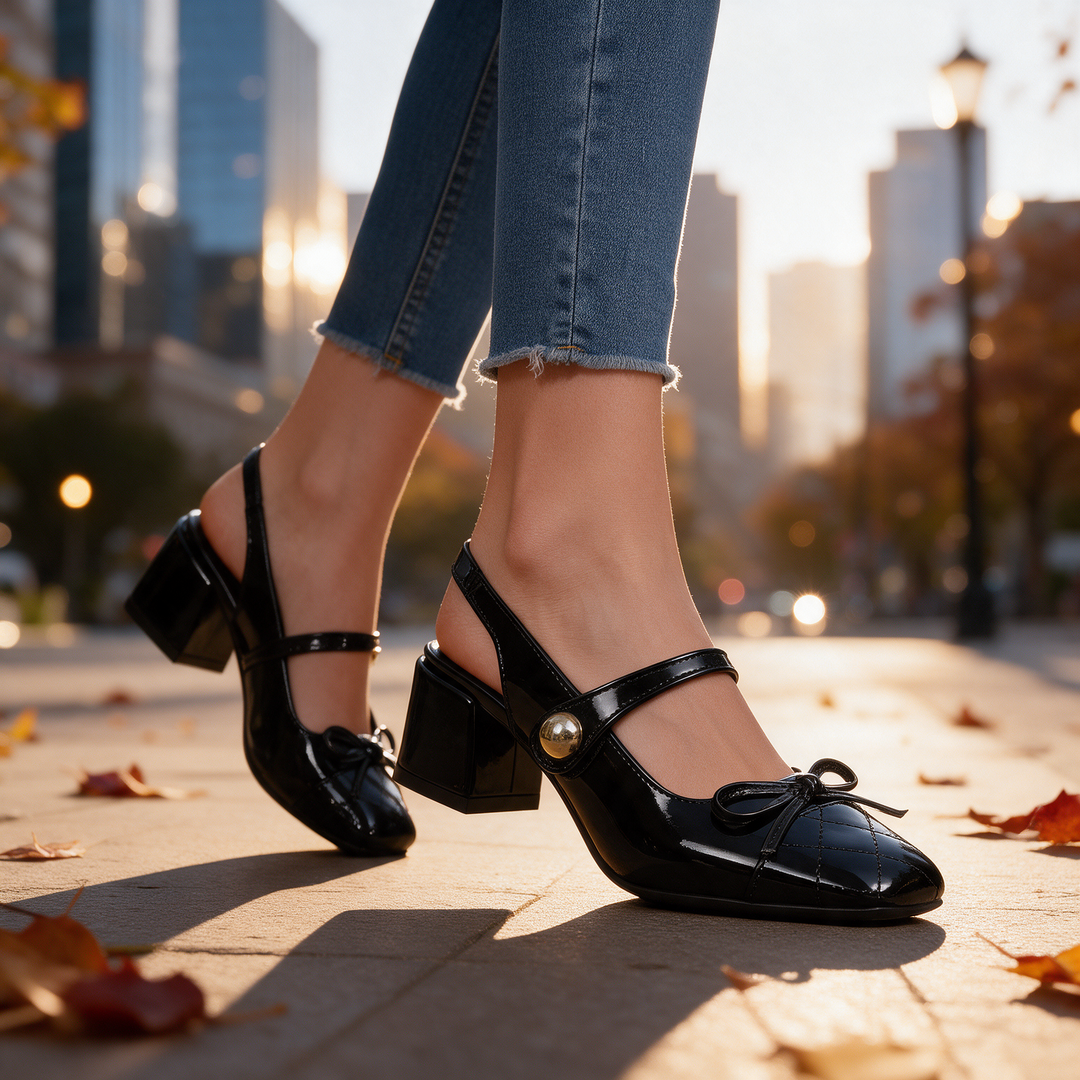 Bella Two-Strap Mary Jane Heels