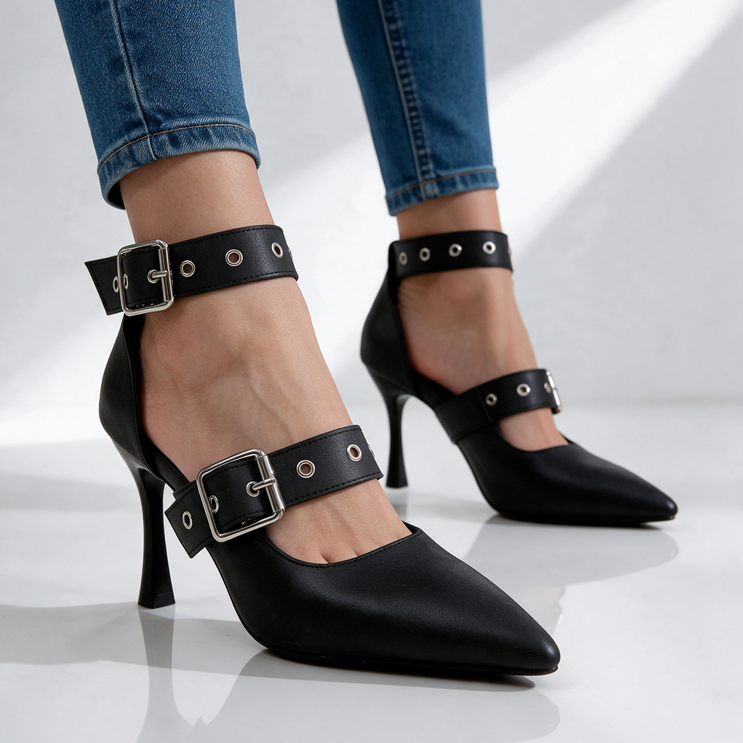 Savannah Double-Buckle Heels