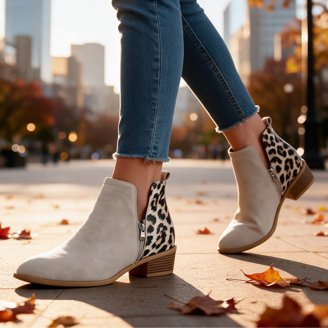 Madison Leopard-Back Ankle Boots
