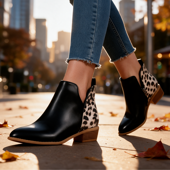 Madison Leopard-Back Ankle Boots