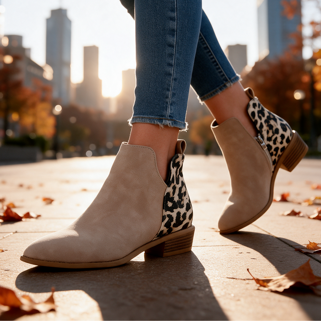 Madison Leopard-Back Ankle Boots