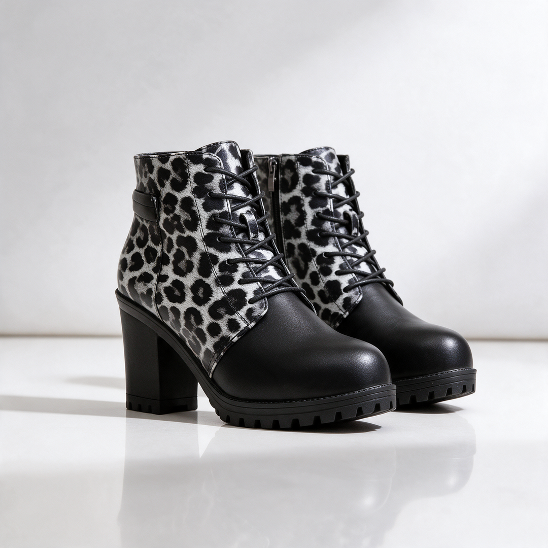 Savannah Leopard Lace-Up Boots