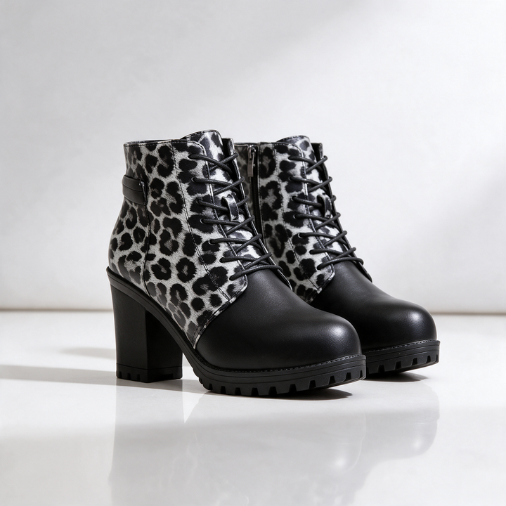 Savannah Leopard Lace-Up Boots