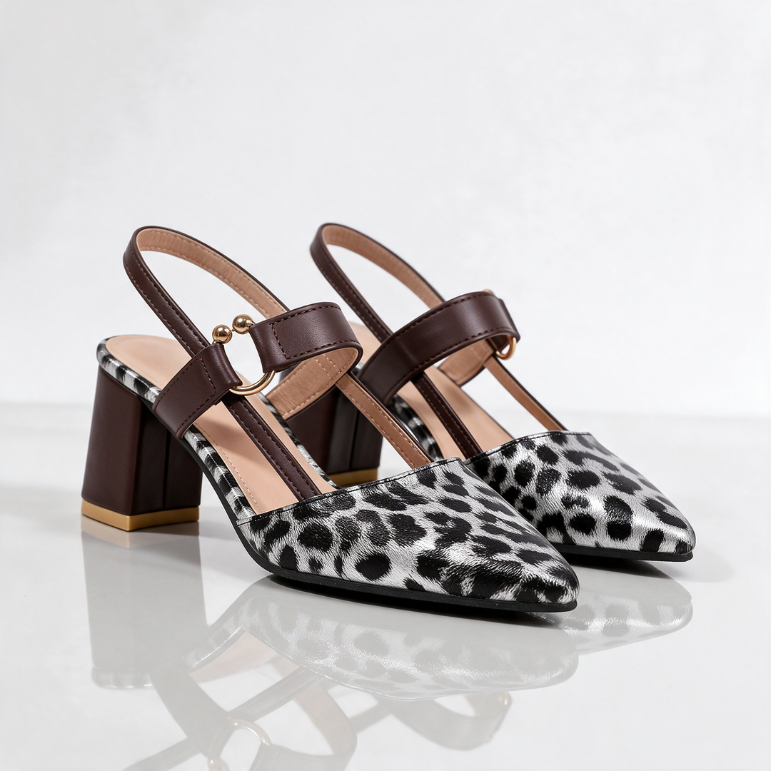 Savannah Leopard Block Heel Slingbacks