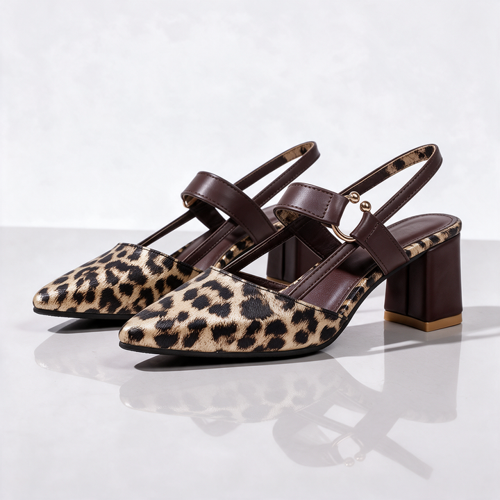 Savannah Leopard Block Heel Slingbacks