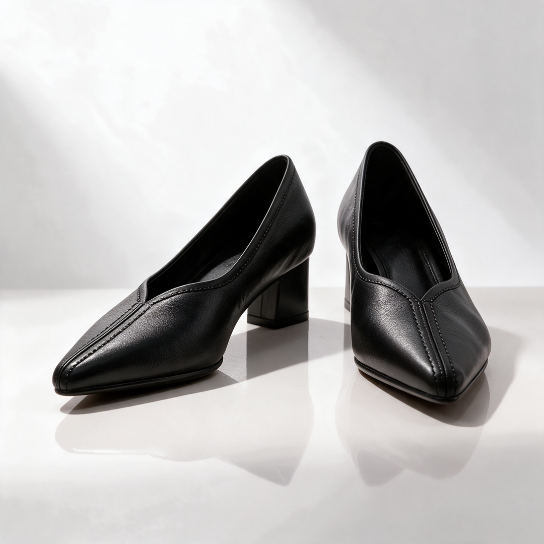 Lenore V-Cut Block Heel Pumps