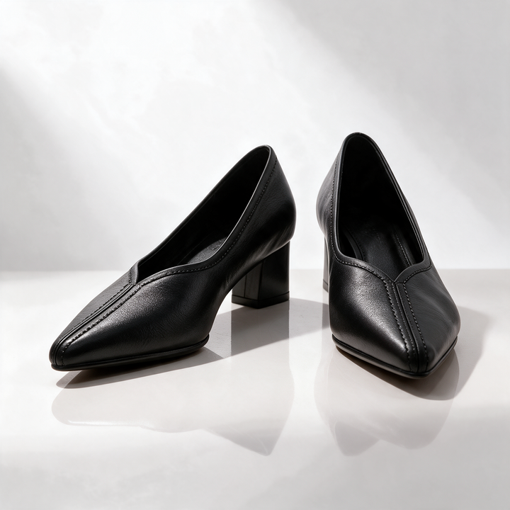 Lenore V-Cut Block Heel Pumps