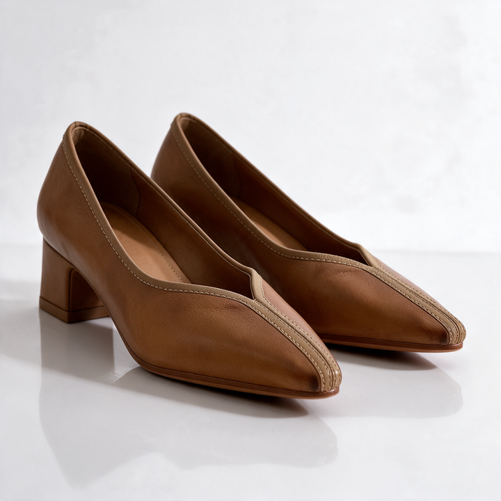 Lenore V-Cut Block Heel Pumps