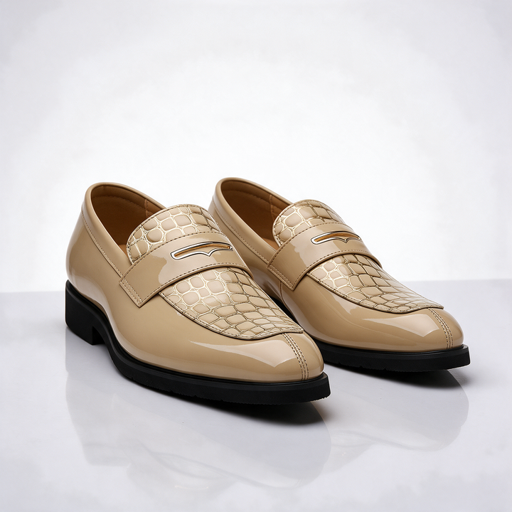 Havana Croc-Embossed Penny Loafers