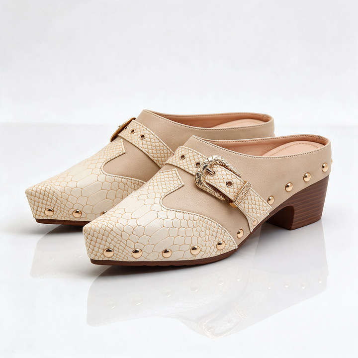 Sutton Studded Snake Mules