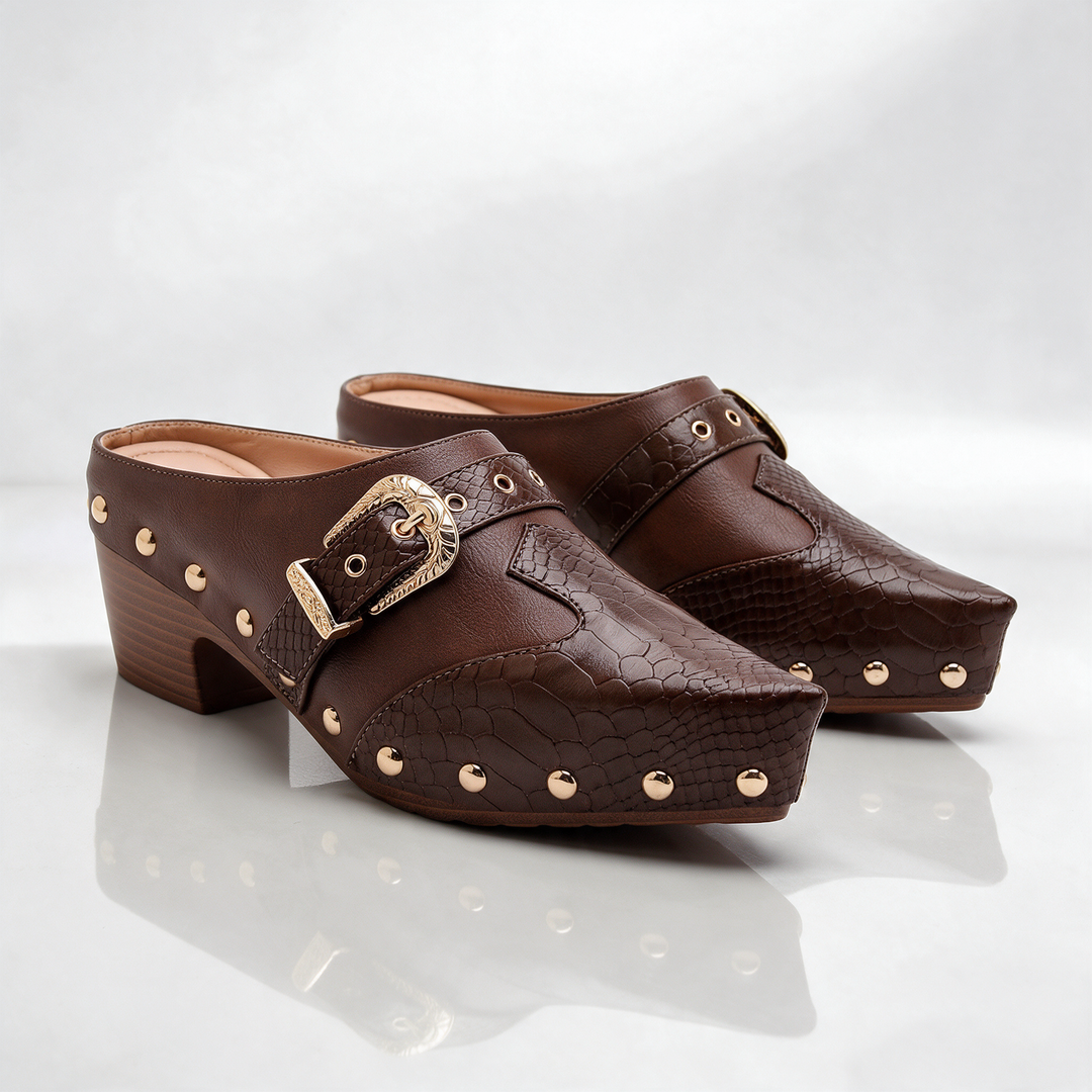 Sutton Studded Snake Mules