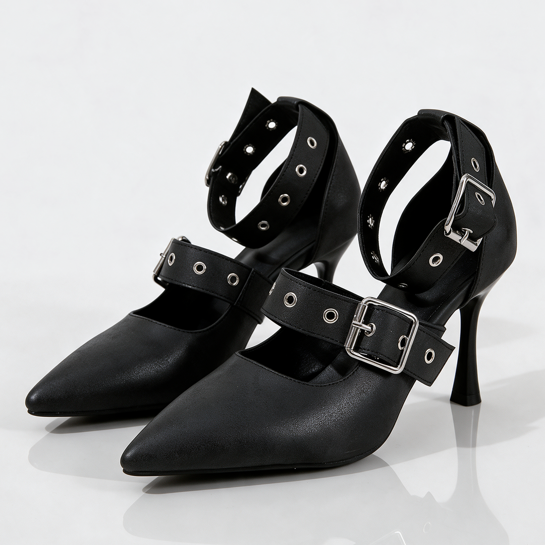 Savannah Double-Buckle Heels