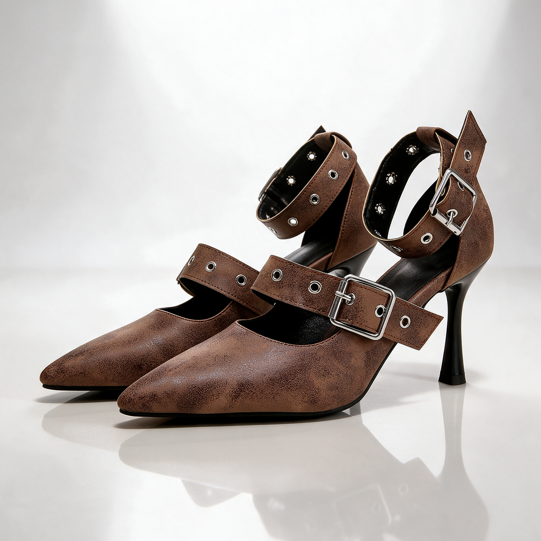 Savannah Double-Buckle Heels