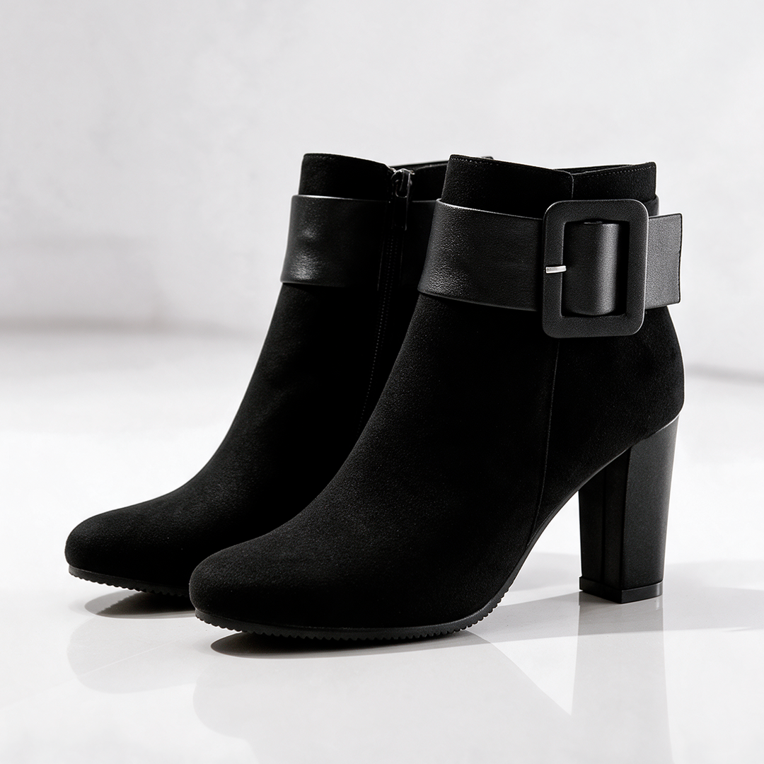 Harper Lane Suede Buckle Ankle Boots