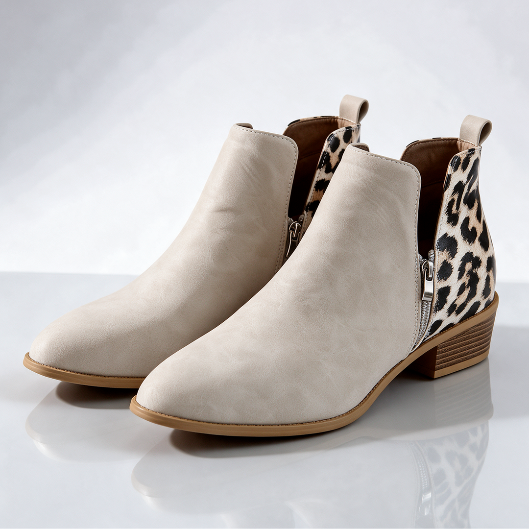 Madison Leopard-Back Ankle Boots
