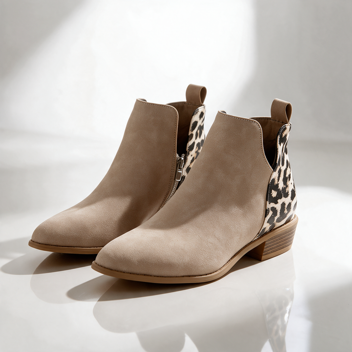 Madison Leopard-Back Ankle Boots