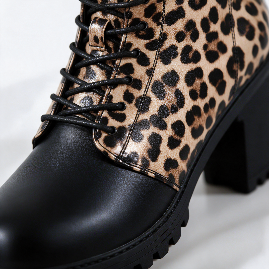 Savannah Leopard Lace-Up Boots