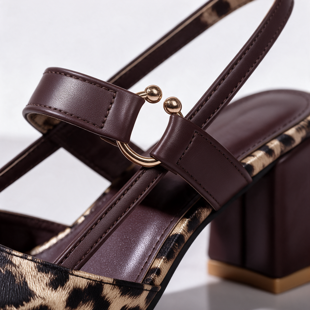 Savannah Leopard Block Heel Slingbacks