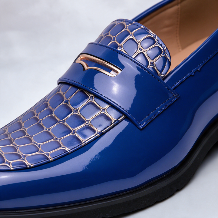 Havana Croc-Embossed Penny Loafers