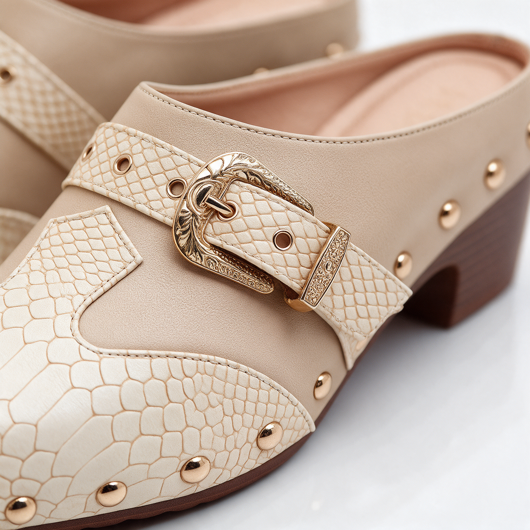 Sutton Studded Snake Mules