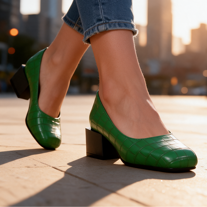 Florence Croc Block Heels