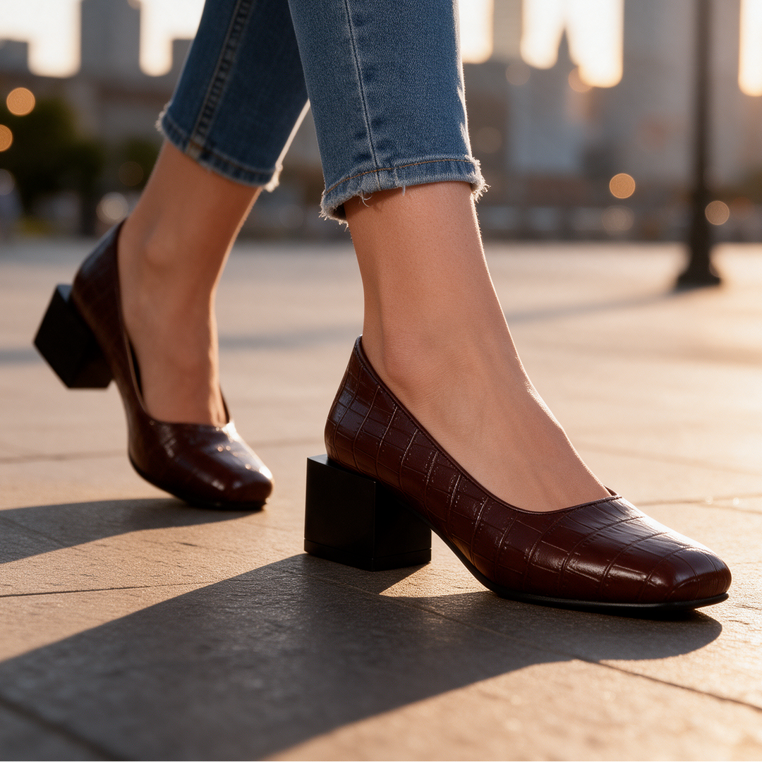Florence Croc Block Heels