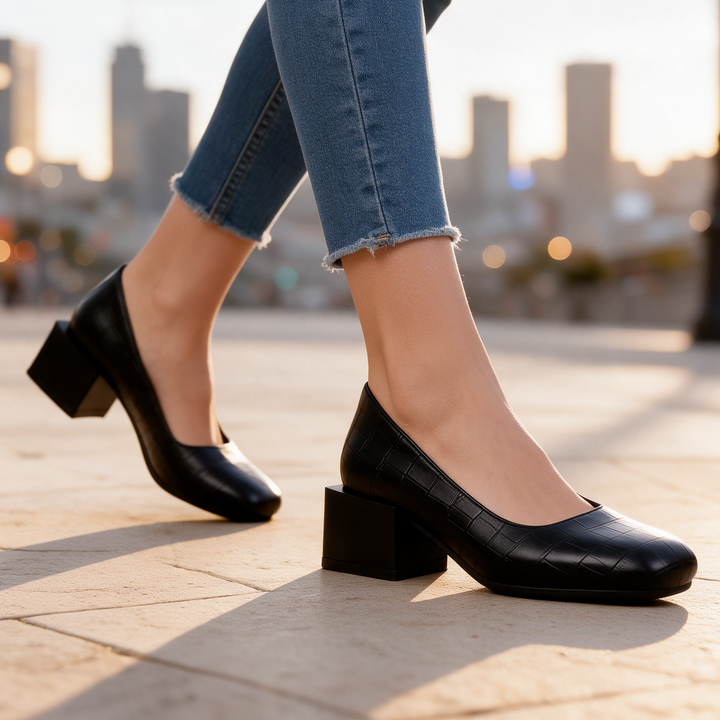 Florence Croc Block Heels