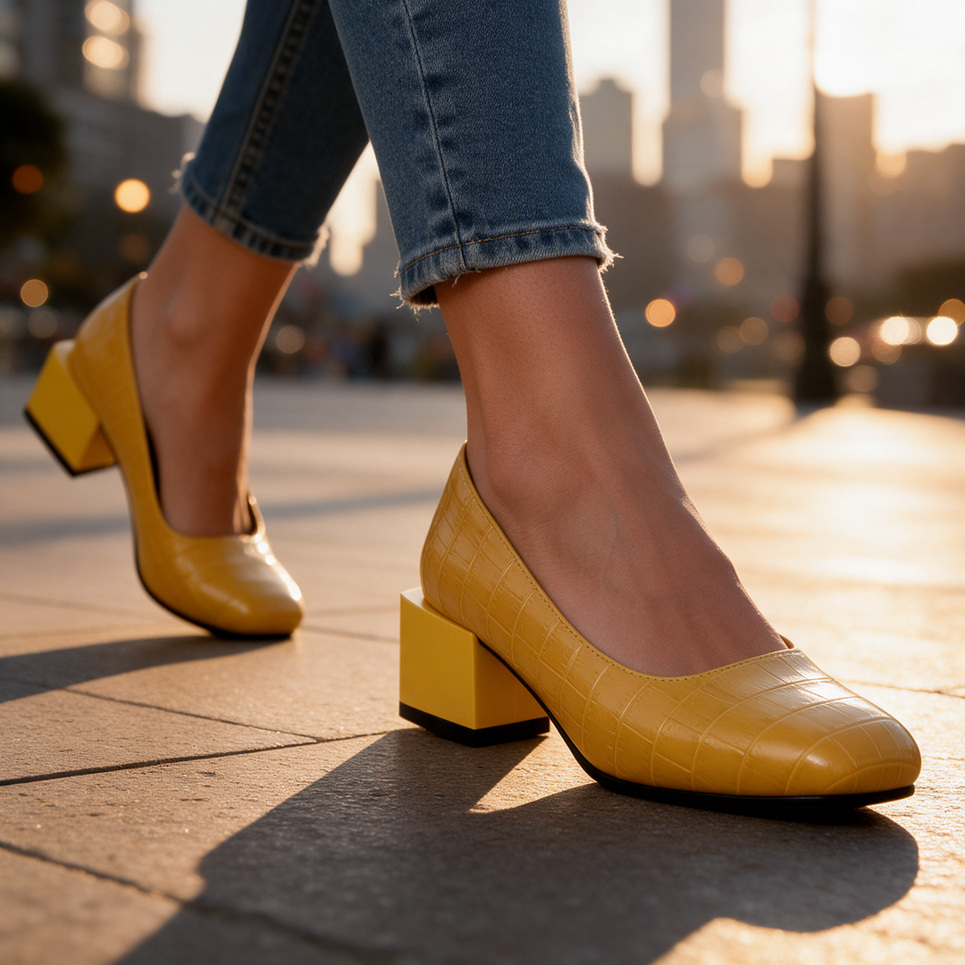 Florence Croc Block Heels