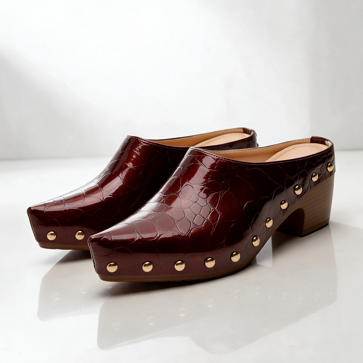 Sutton Croc Studded Mules