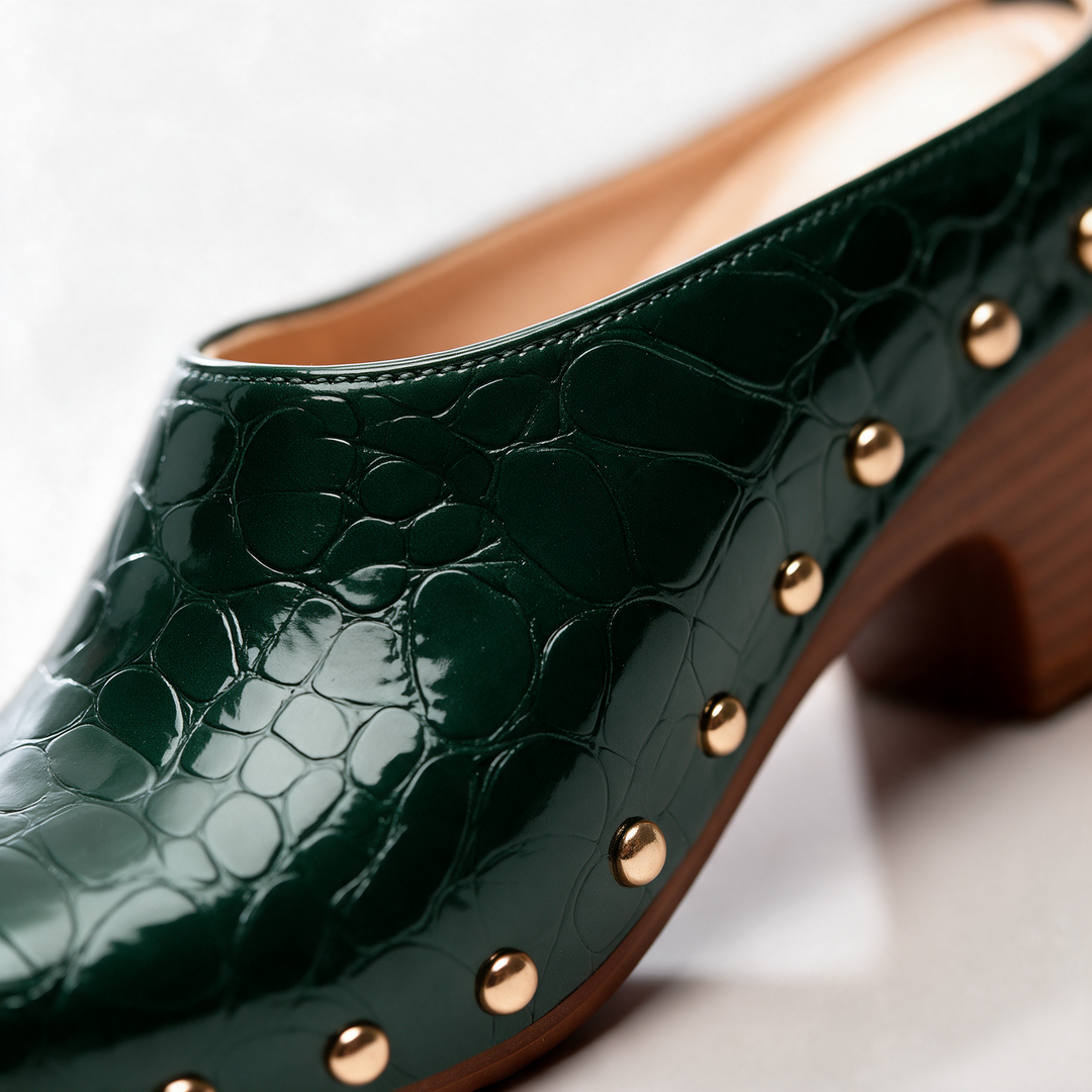 Sutton Croc Studded Mules