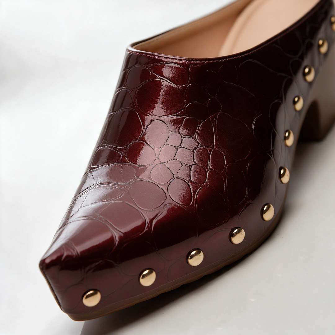 Sutton Croc Studded Mules